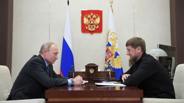 Президент РФ Владимир Путин и глава Чеченской Республики Рамзан Кадыров во время встречи