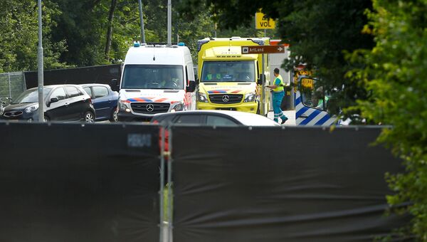 Автомобили скорой помощи после наезда фургона на людей на фестивале Pinkpop в Нидерландах. 18 июня 2018