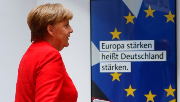 Канцлер Германии Ангела Меркель после заседания правления Христианско-демократического союза Германии в Берлине. 18 июня 2018