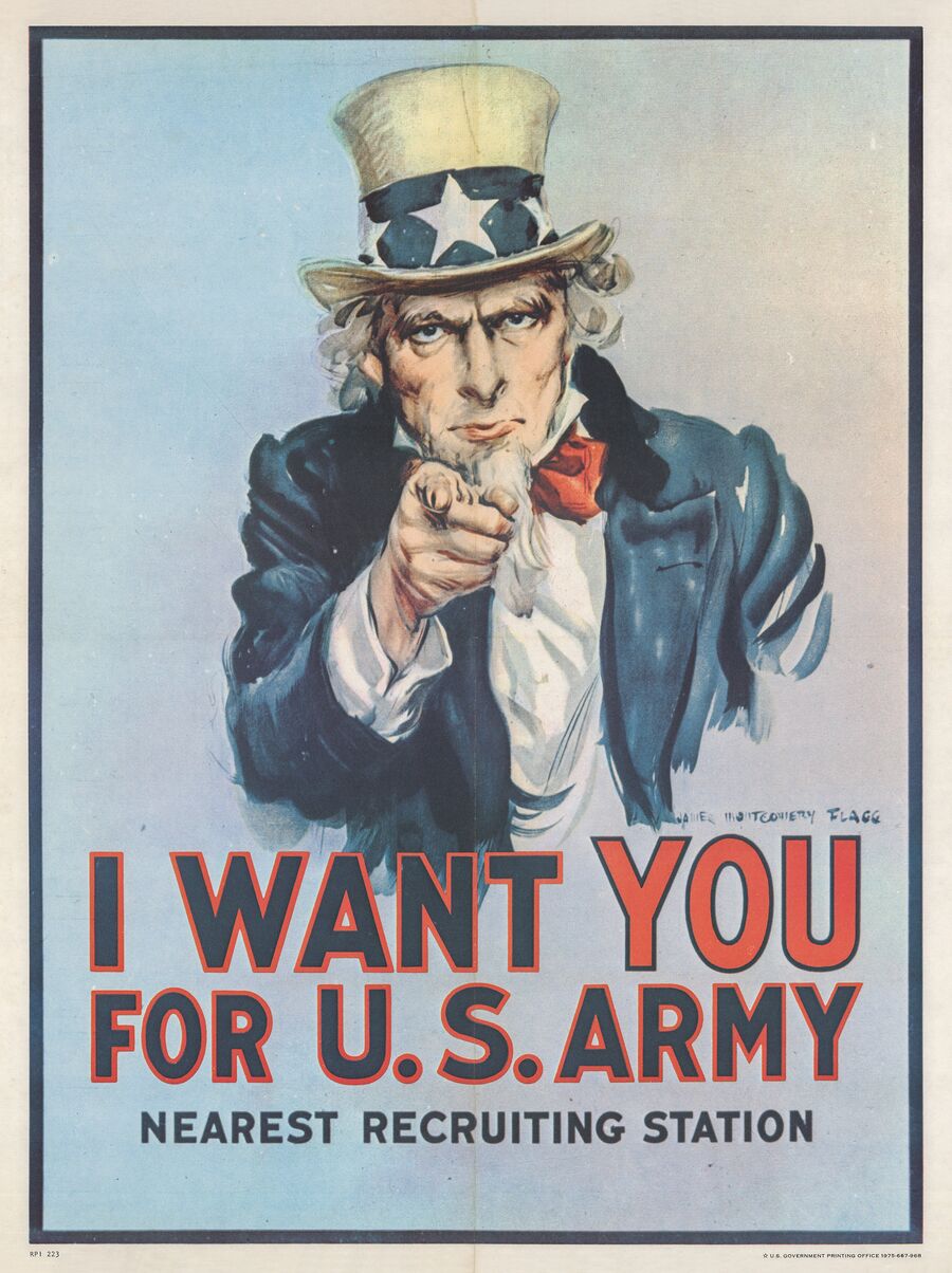 Американский агитационный плакат времен Первой мировой войны