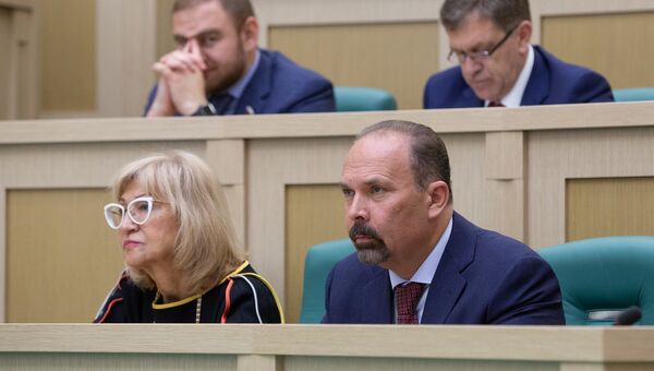Михаил Мень на заседании Совета Федерации РФ. 20 июня 2018