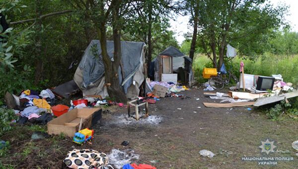 Лагерь цыган во Львове после нападения. 24 июня 2018