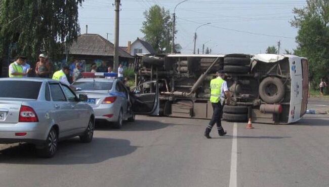 Место ДТП с участием автобусом в Минусинске