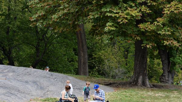 Жители отдыхают в Центральном парке в Нью-Йорке
