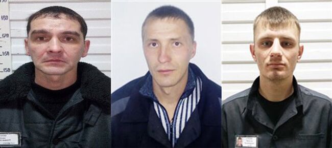Заключенные Жилин Сергей, Бойко Валерий и  Стецик Вячеслав, сбежавшие из Красноярской колонии