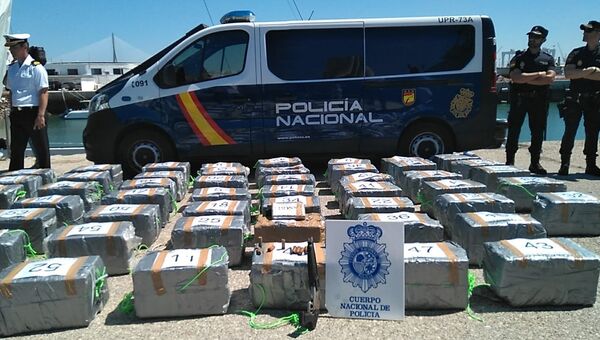 Кокаин весом 1500 килограммов, изъятый Испанской полицией. 3 июля 2018