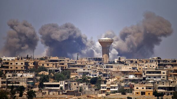 Авиаудары по боевикам в городе Дераа, Сирия. Архивное фото