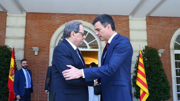 Встреча премьера Испании Педро Санчеса и главы женералитета Каталонии Кима Торры в Мадриде. Архивное фото