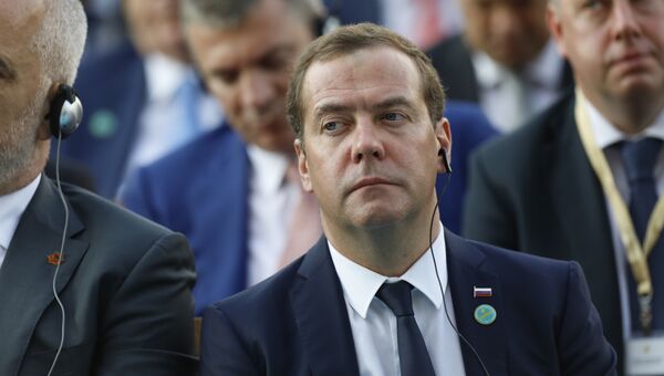 Премьер-министр РФ Дмитрий Медведев на церемонии инаугурации вновь избранного президента Турции Реджепа Тайипа Эрдогана. 9 июля 2018