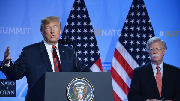 Президент США Дональд Трамп на пресс-конференции после участия в саммите НАТО в Брюсселе, Бельгии. 12 июля 2018