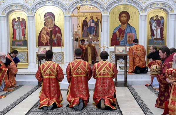 Патриарх Московский и Всея Руси Кирилл совершает великое освящение храма Федоровской иконы Божией матери