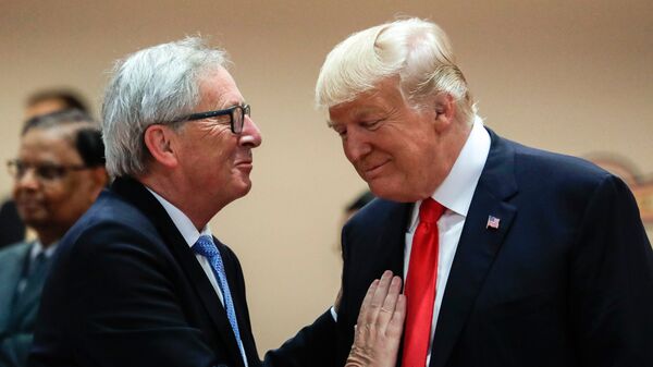Председатель Европейской комиссии Жан-Клод Юнкер и президент США Дональд Трамп