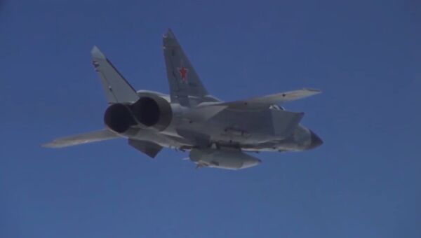 Пуск гиперзвуковой ракеты Кинжал с самолета МиГ-31