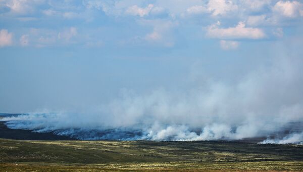 Лесные пожары в тундре в районе села Териберка Кольского района Мурманской области. 21 июля 2018