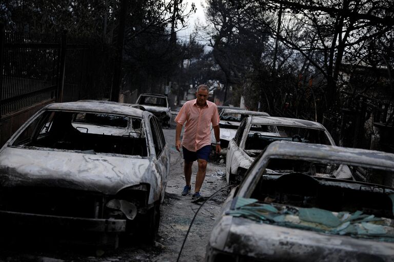 Последствия пожара в деревне Мати в Греции. 24 июля 2018