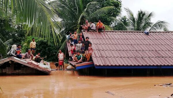 Наводнение, вызванное разрушением дамбы в Лаосе. 24 июля 2018 года