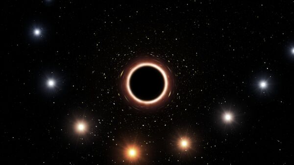 Так художник представил себе то, как меняется цвет звезды под действием гравитации черной дыры