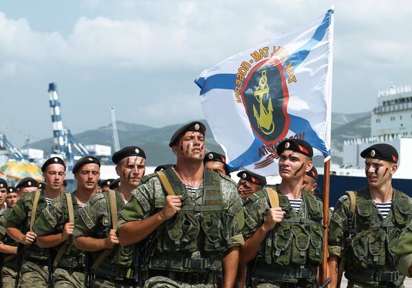 Военнослужащие спецподразделения Черноморского флота на праздновании Дня Военно-Морского Флота в Новороссийске