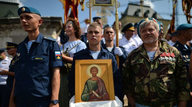 Участники празднования 86-й годовщины со дня образования ВДВ в Москве