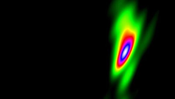 Изображение в радиодиапазоне сильнопеременной активной галактики BL Lacertae (BL Ящерицы) сделанное в обсерватории Спектр-Р