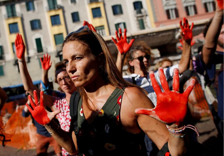 Акция протеста против миграционной политики правительства в Риме, Италия. 18 июля 2018 Акция протеста против миграционной политики правительства в Риме, Италия. 18 июля 2018