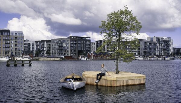 Плавучий остров в гавани Копенгагена