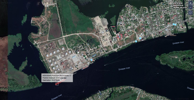 Местоположение российского судна Механик Погодин в порту Херсона, Украина Местоположение российского судна Механик Погодин в порту Херсона, Украина