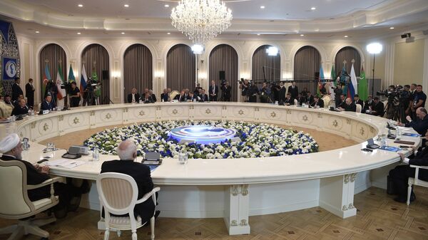 Президент РФ Владимир Путин на саммите глав государств-участников V Каспийского саммита в Актау. 12 августа 2018