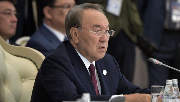 Президент Казахстана Нурсултан Назарбаев на встрече глав государств-участников V Каспийского саммита в Актау. 12 августа 2018