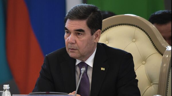 Президент Туркменистана Гурбангулы Бердымухамедов на встрече глав государств-участников V Каспийского саммита в Актау. 12 августа 2018