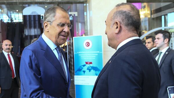Сергей Лавров и Мевлют Чавушоглу во время встречи в Турции. 14 августа 2018