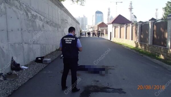 На месте нападения на сотрудников полиции Чеченской Республики. 20 августа 2018