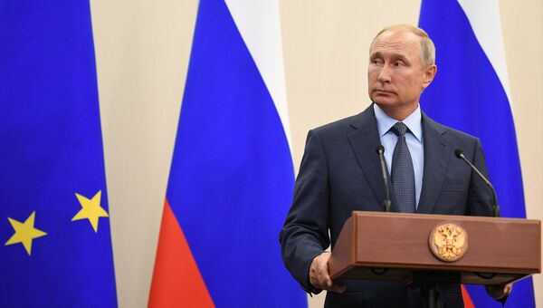 Президент РФ Владимир Путин на пресс-конференции по итогам встречи с президентом Финляндии Саули Ниинистё
