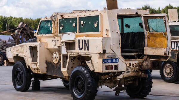 Бронеавтомобиль RG-31 Nyala с символикой миссии ООН