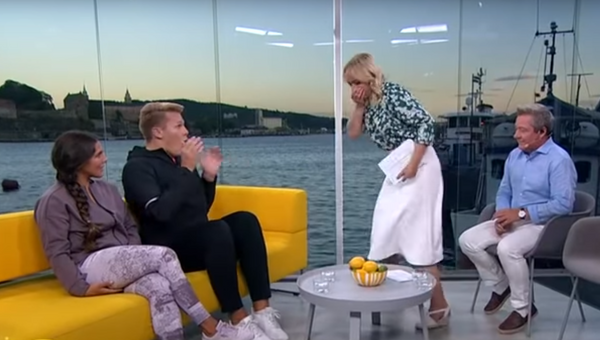 Норвежскую телеведущую стошнило на гостя в прямом эфире