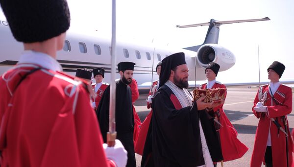 Встреча ковчега с мощами святителя Спиридона Тримифунтского в аэропорту Краснодара. 24 августа 2018