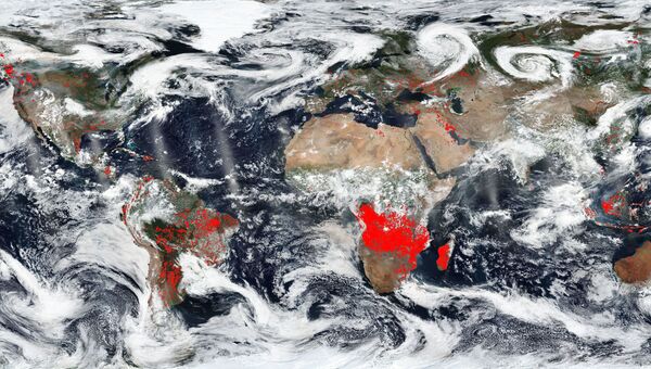 Карта лесных пожаров, полученная спутниками НАСА