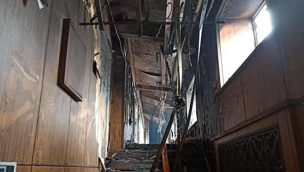 Отель после пожара в Харбине, Китай. 25 августа 2018