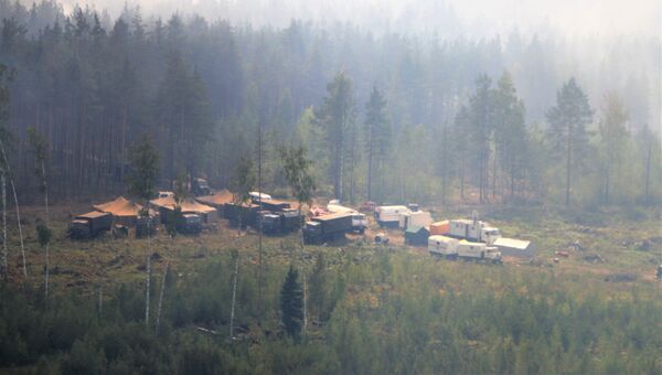 Работы по тушению природного пожара в Петушинском районе Владимирской области.
