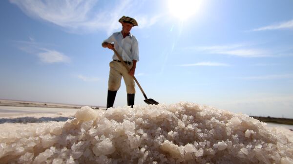 Добыча соли на озере Сасык-Сиваш