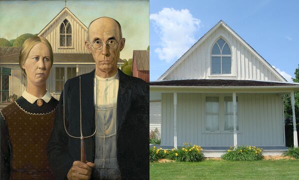 Картина Гранта Вуда Американская готика и ее дом-прототип в Элдоне