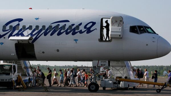 Пассажирский самолет Боинг 757-200 авиакомпании Якутия. Архивное фото