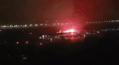 Загоревшийся в Сочи Boeing сняли на видео