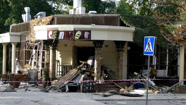 Здание кафе Сепар в Донецке, где произошел взрыв в результате которого погиб глава ДНР Александр Захарченко. Архивное фото