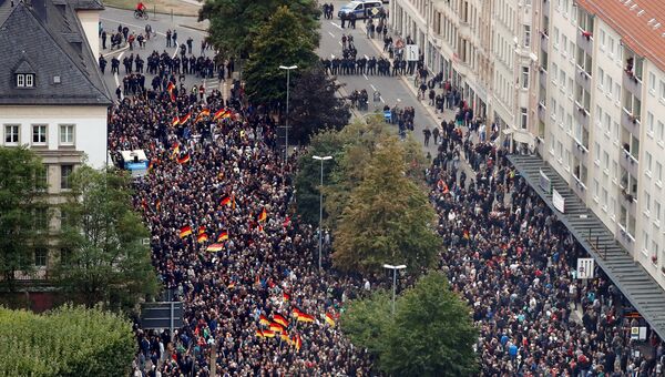 Участники акции протеста в Хемнице, Германия. 1 сентября 2018