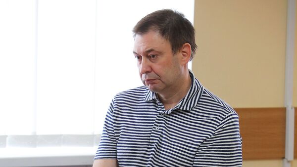 Руководитель портала РИА Новости Украина Кирилл Вышинский в зале апелляционного суда Херсонской области Украины. 5 сентября 2018