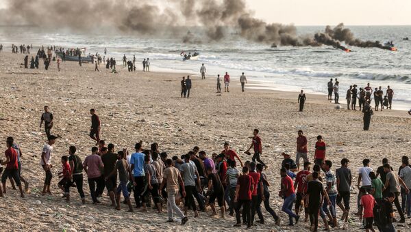 Столкновения на пляже вдоль морской границы Сектора Газа и Израиля. Архивное фото