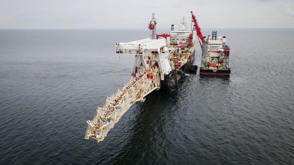 Трубоукладочное судно Solitaire готовится к началу работ по укладке газопровода Северный Поток - 2 в Балтийском море. Архивное фото