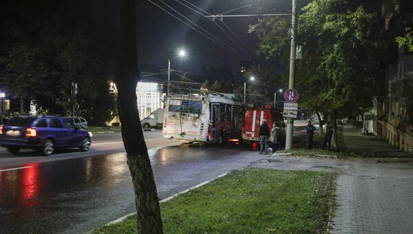 Последствия ДТП с участием троллейбуса на улице Дмитрия Ульянова в Туле. 7 сентября 2018