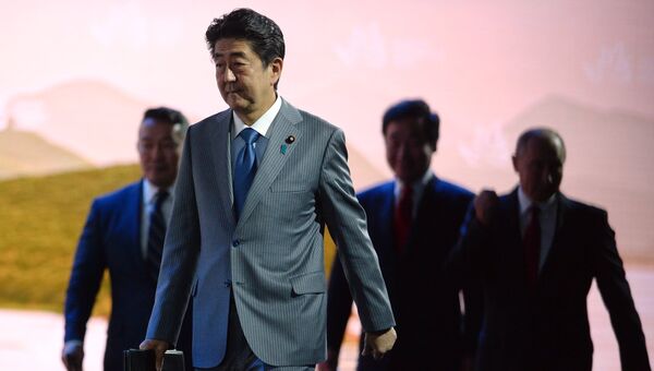 Премьер-министр Японии Синдзо Абэ на пленарном заседании Дальний Восток: расширяя границы возможностей ВЭФ-2018. 12 сентября 2018
